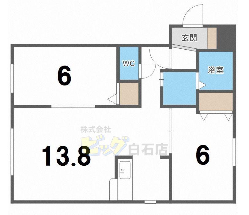 キューブ美園6・8(2LDK/4階)の間取り写真