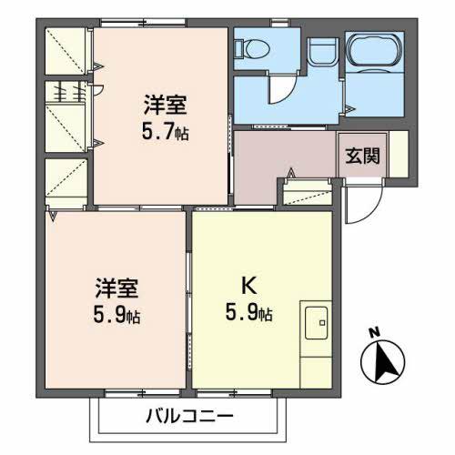 ドリム・サーキ1(2K/1階)の間取り写真