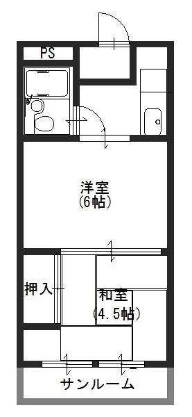 コーポ大清(2K/2階)の間取り写真
