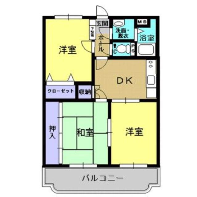 エスポワールB(3DK/2階)の間取り写真