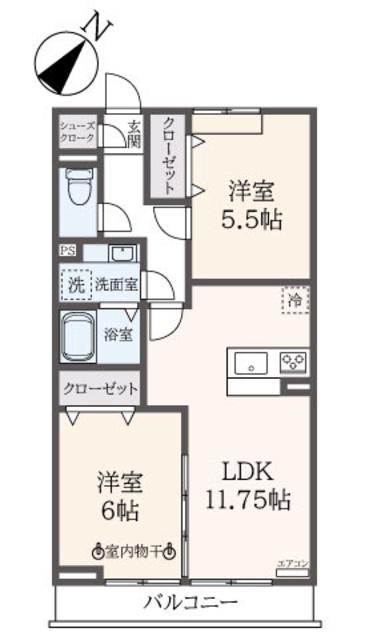 ビオレータ(2LDK/1階)の間取り写真