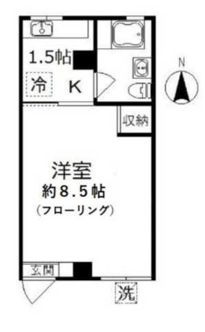 下落合ハイツ(1K/1階)の間取り写真