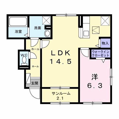 ブロッサム プラム館(1LDK/1階)の間取り写真