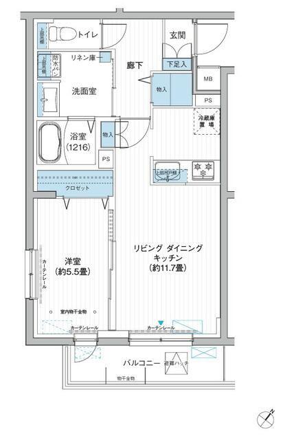 クラルテラセ新宿富久(1LDK/4階)の間取り写真