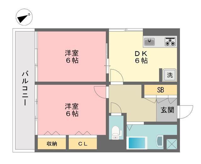新宿マンション(2DK/4階)の間取り写真