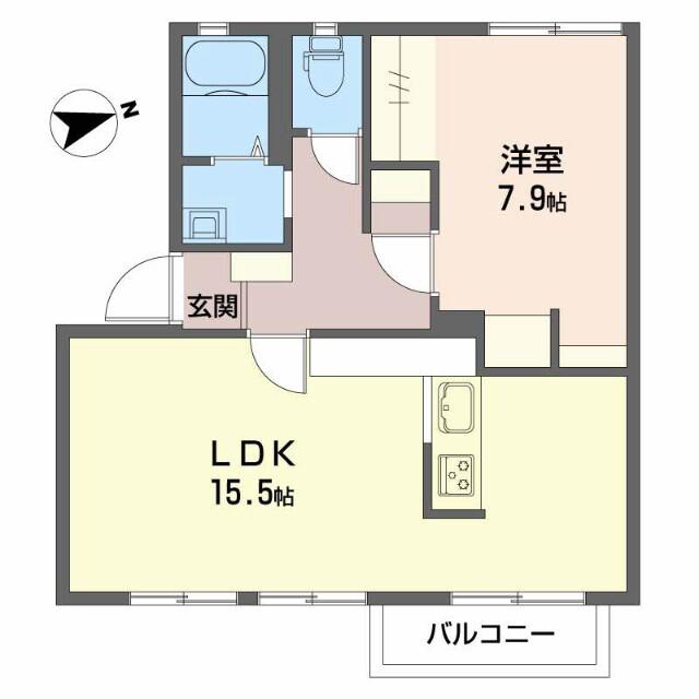 マイハイム日永西 A棟(1LDK/2階)の間取り写真