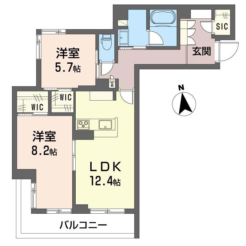 ルセア・クラリスタ(2LDK/2階)の間取り写真