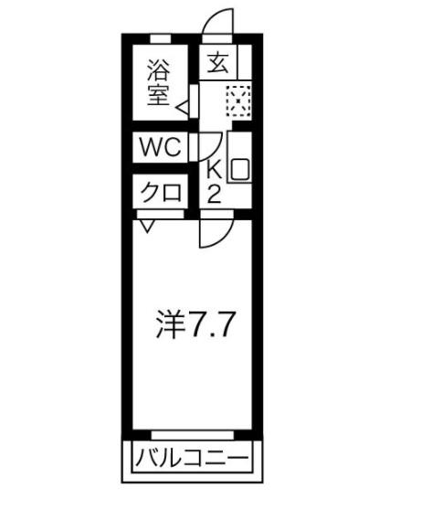 ヤングパレスB棟(1K/2階)の間取り写真
