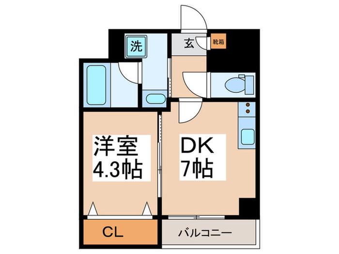 QUALITAS浜田山(1DK/2階)の間取り写真