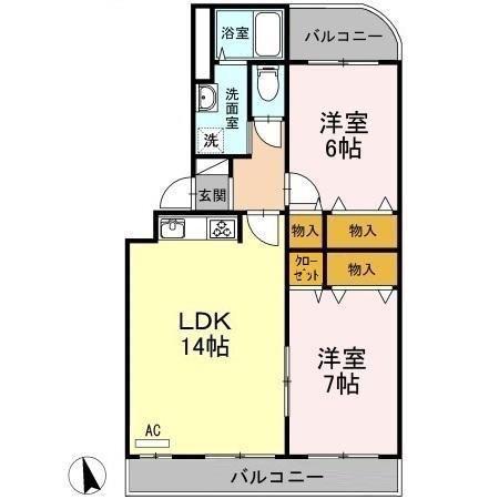 アステール(2LDK/3階)の間取り写真