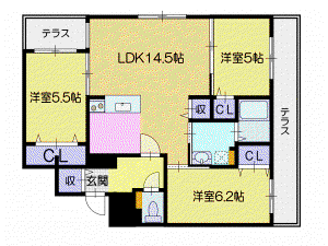 ルポール本通(3LDK/1階)の間取り写真