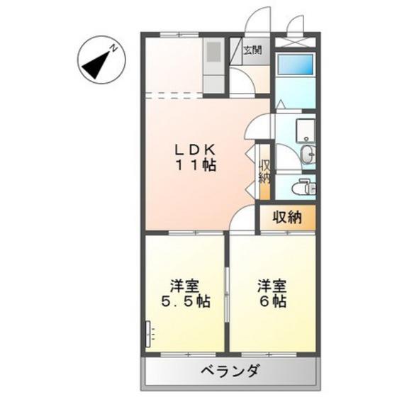 豊島ハイム(2LDK/2階)の間取り写真