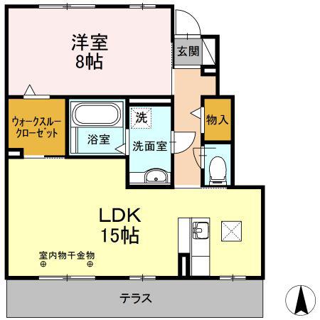 セレーノ(1LDK/1階)の間取り写真