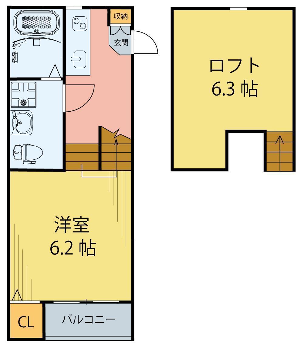 CASA宮町(ワンルーム/1階)の間取り写真