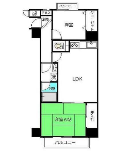 ライオンズマンション横浜リバーサイド(2LDK/1階)の間取り写真