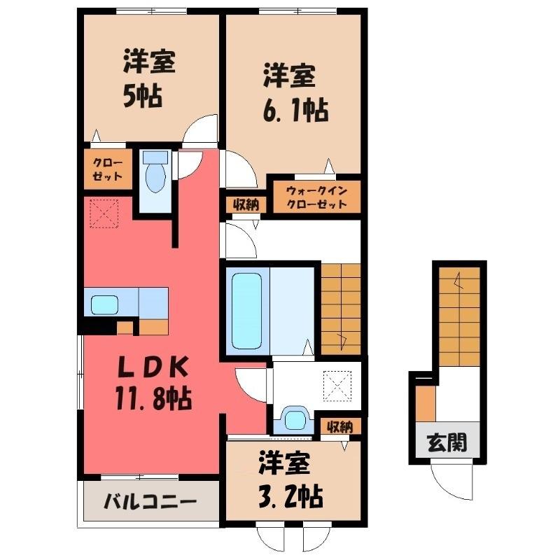 テラス M3 II(2LDK/2階)の間取り写真