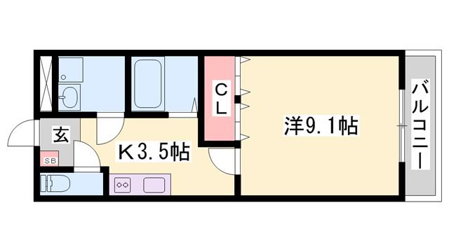 ゆいまーる(1K/1階)の間取り写真