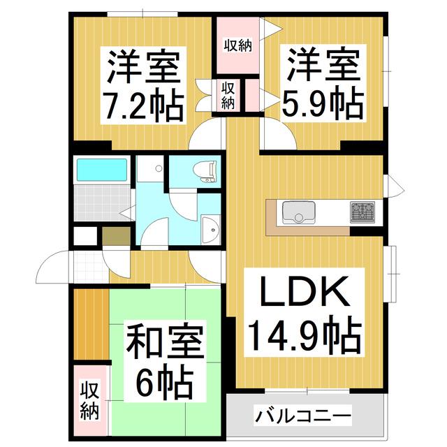 カサフィーナAI(3LDK/1階)の間取り写真