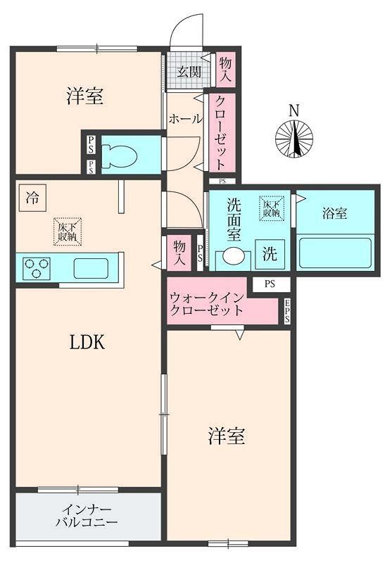 BELLE LEAD 大倉山(2LDK/1階)の間取り写真