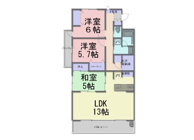 ADVANCE NAGAI III(3SLDK/3階)の間取り写真