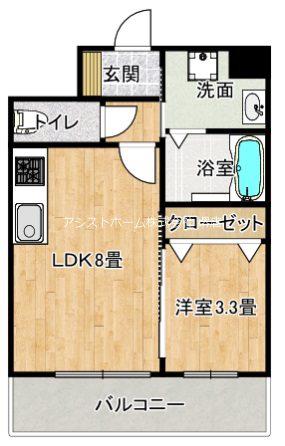 スプランディッド堺東(1LDK/4階)の間取り写真