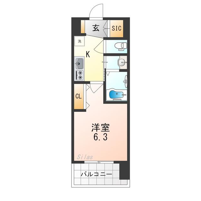 LUXE住吉公園(1K/4階)の間取り写真