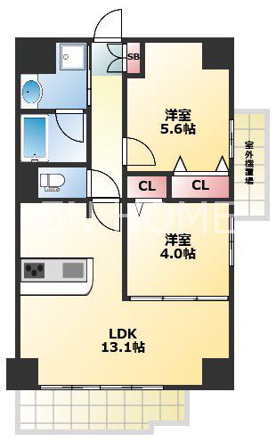 キャッスルビュー玉造上町台(2LDK/4階)の間取り写真