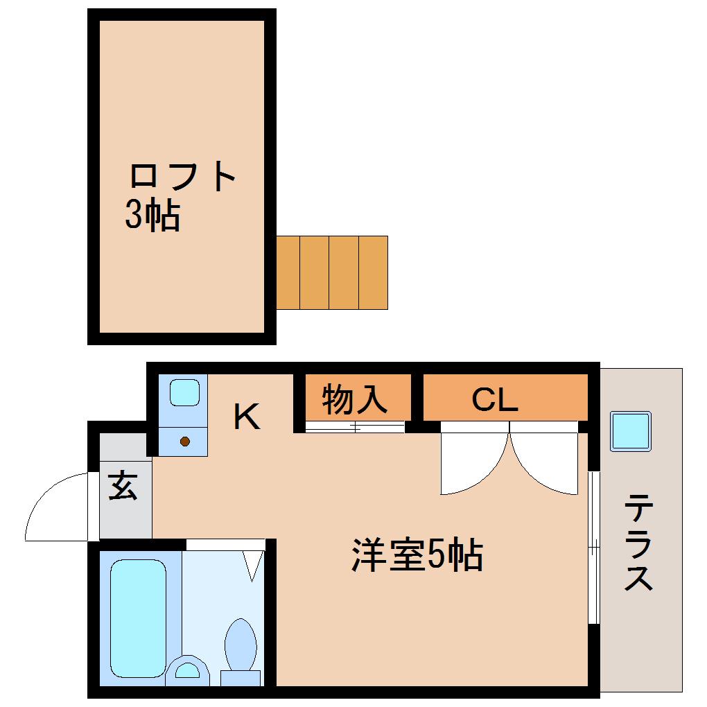 シングルモア(ワンルーム/1階)の間取り写真