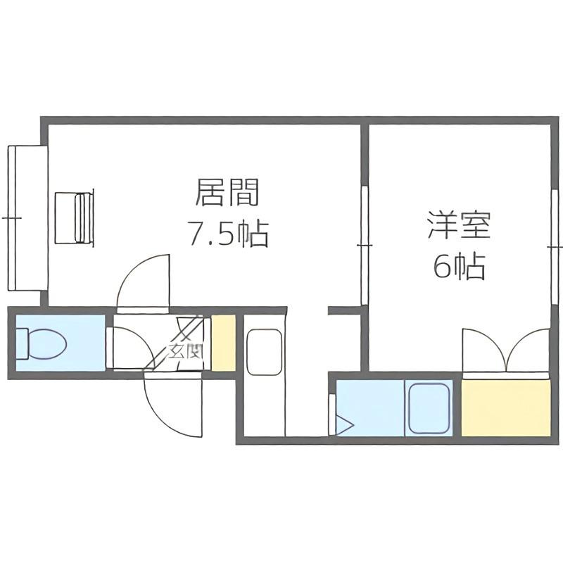 セゾンド澄川(1DK/3階)の間取り写真