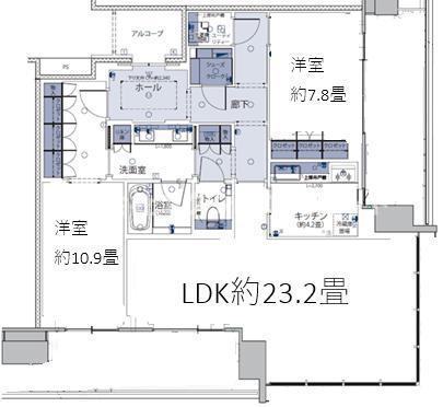 グラングリーン大阪 THE ノース RESIDENCE(2LDK/36階)の間取り写真
