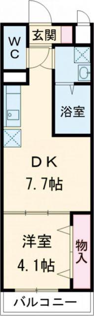 ハピネスIII(1DK/3階)の間取り写真