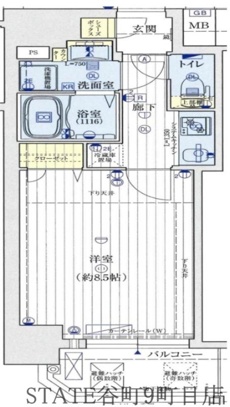 ワールドアイ難波南ミラージュ(1K/9階)の間取り写真