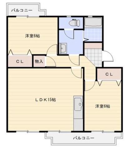 第2中原ハイツ(2LDK/3階)の間取り写真