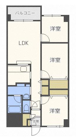 ル・ノール南郷街(3LDK/6階)の間取り写真