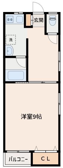 シャルレ岡町(1DK/4階)の間取り写真