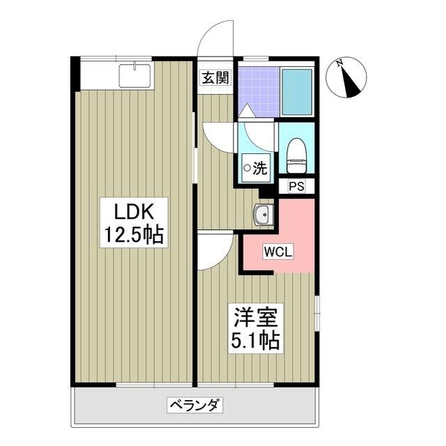 サンライフII(1K/2階)の間取り写真