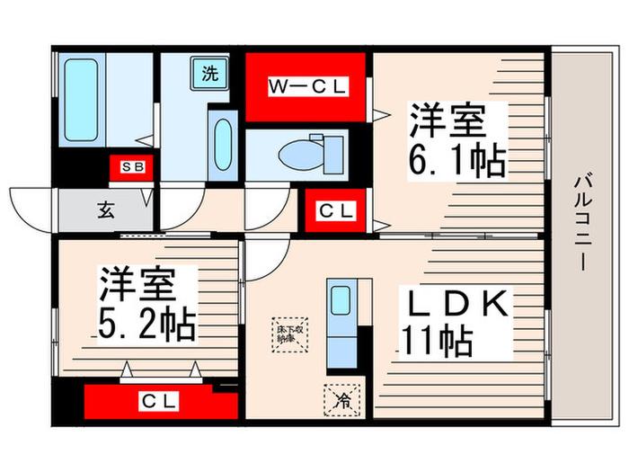 GLANZ(2LDK/2階)の間取り写真