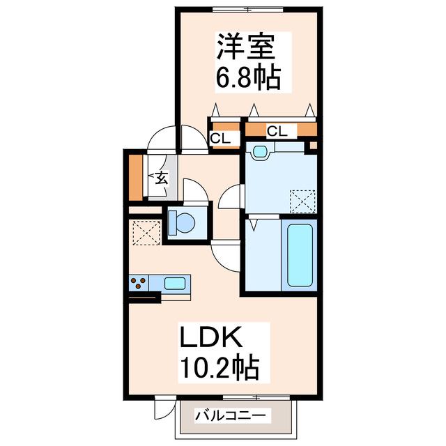 上徳II(1LDK/2階)の間取り写真