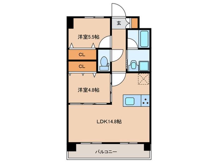 SQUARE箱崎東(2LDK/5階)の間取り写真