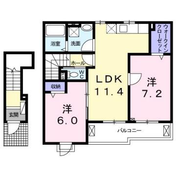 ヴァンベール(2LDK/2階)の間取り写真