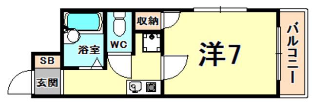 リッチライフ甲子園X(1K/3階)の間取り写真