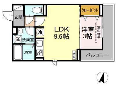 メラヴィリア昭和町(1LDK/1階)の間取り写真