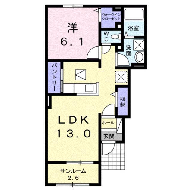 フリーデB(1LDK/1階)の間取り写真