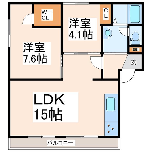 アビーロード(2LDK/1階)の間取り写真