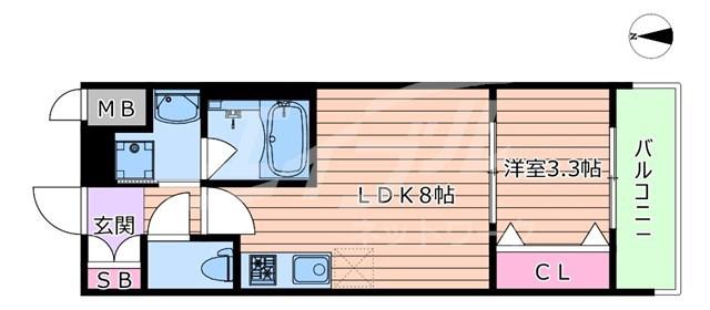 スプランディッド中之島DUE(1LDK/10階)の間取り写真