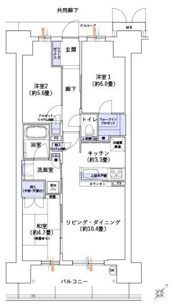 大阪ベイレジデンス(3LDK/11階)の間取り写真