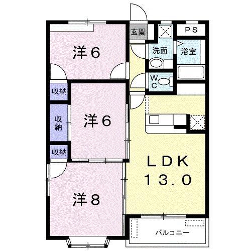 アネトス二本松(3LDK/3階)の間取り写真