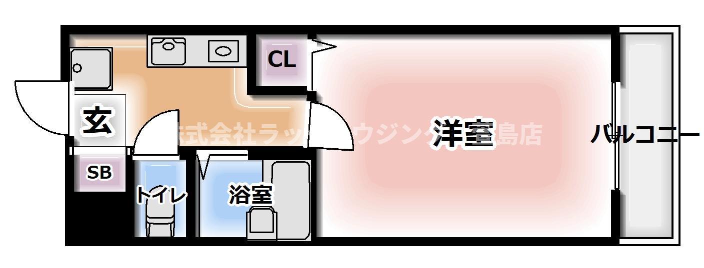 フリーディオ寝屋川(1K/1階)の間取り写真