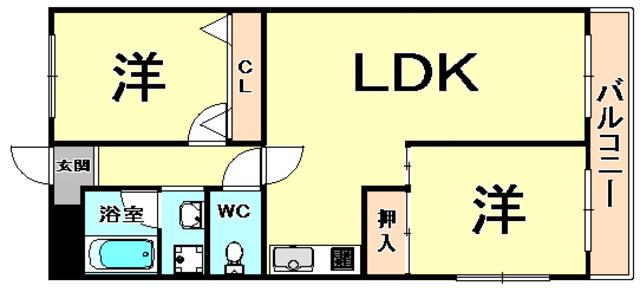 アビタコアⅠ(2LDK/5階)の間取り写真