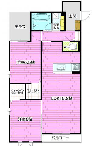 クレール山本(2LDK/1階)の間取り写真
